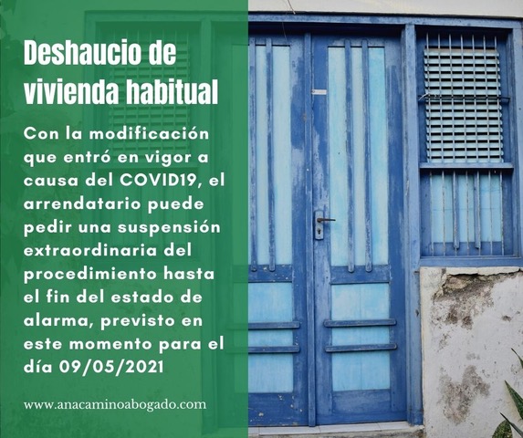 Suspensión desahucio Covid19 Suspensión desahucio Covid19